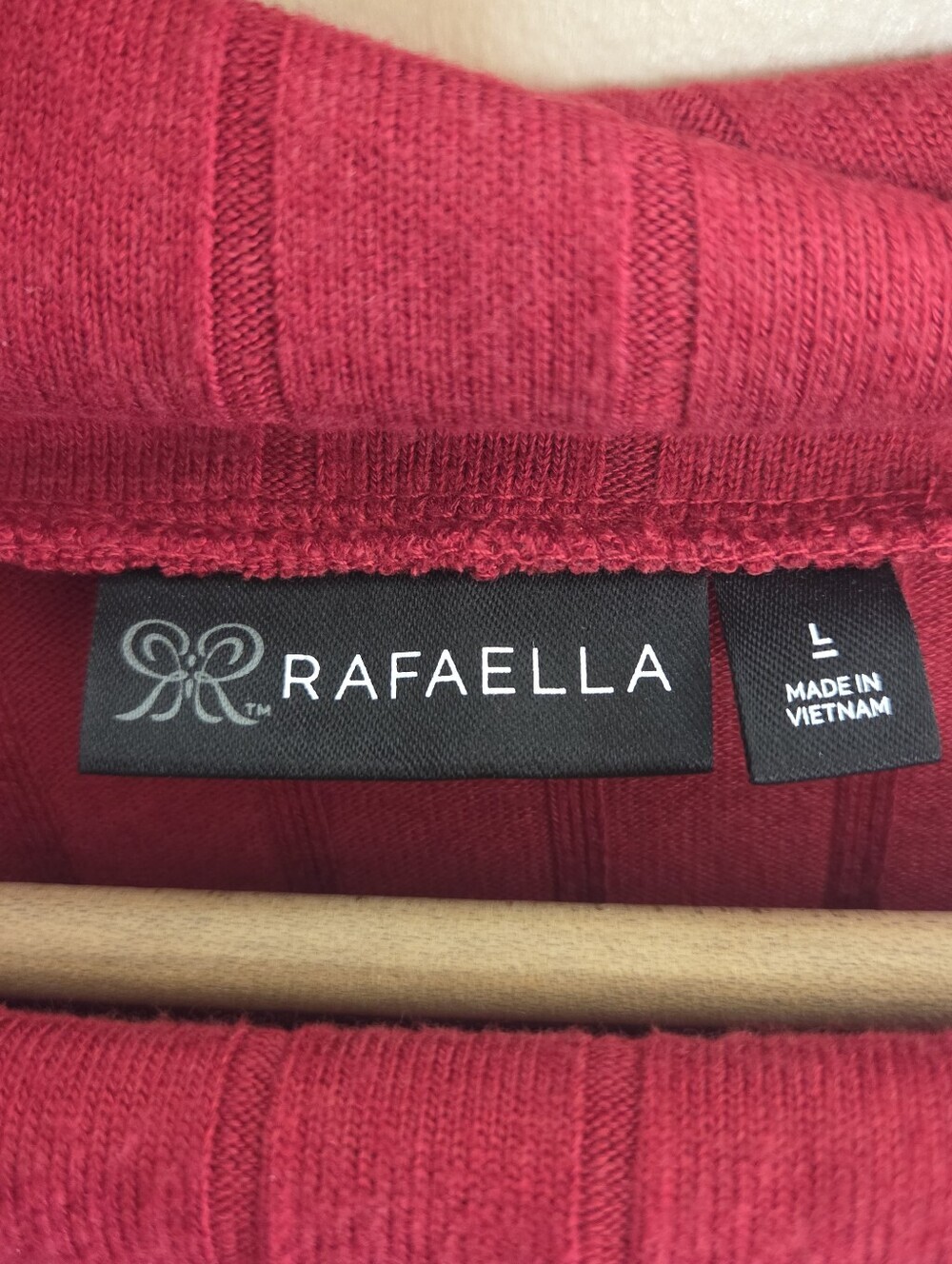 Rafaella Red Snap Cowl Neck Wide Rib Sweater Size Large - Picture 5 of 6
